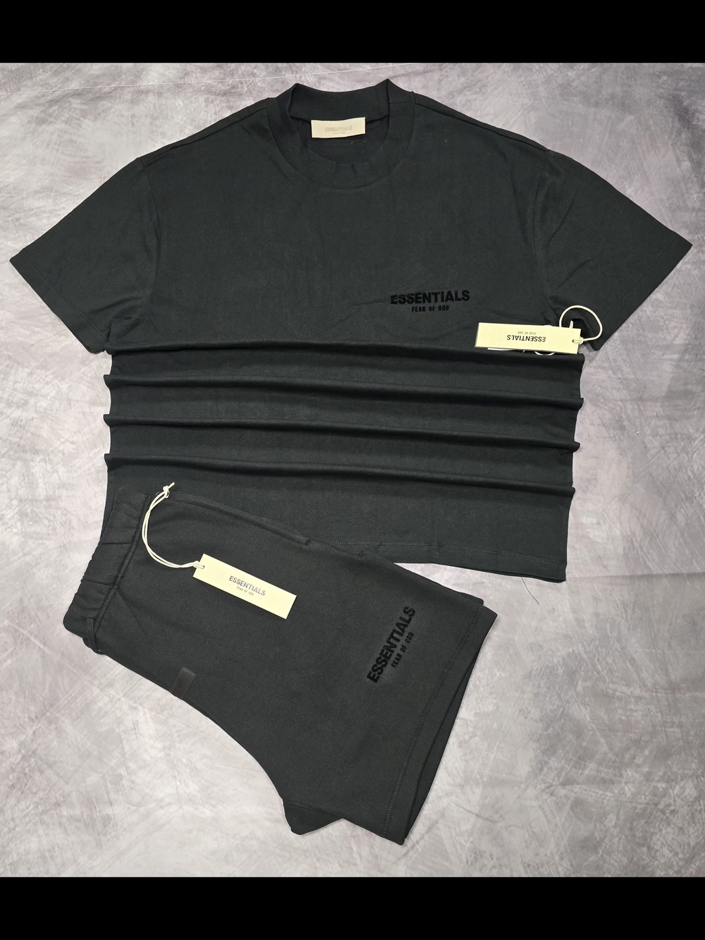 2-Piece Matching Lounge Set - Short Sleeve T-Shirt & Sweat Shorts - Black